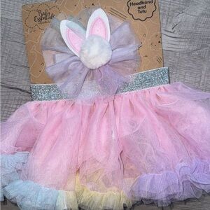 Baby Essentials Pastel Tutu and Bunny Ear Headband